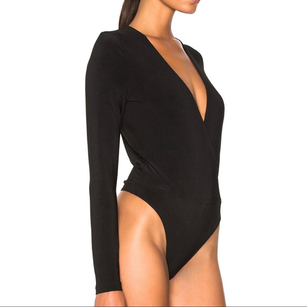 Protagonist Black Overlay Deep V-Neck Bodysuit • small